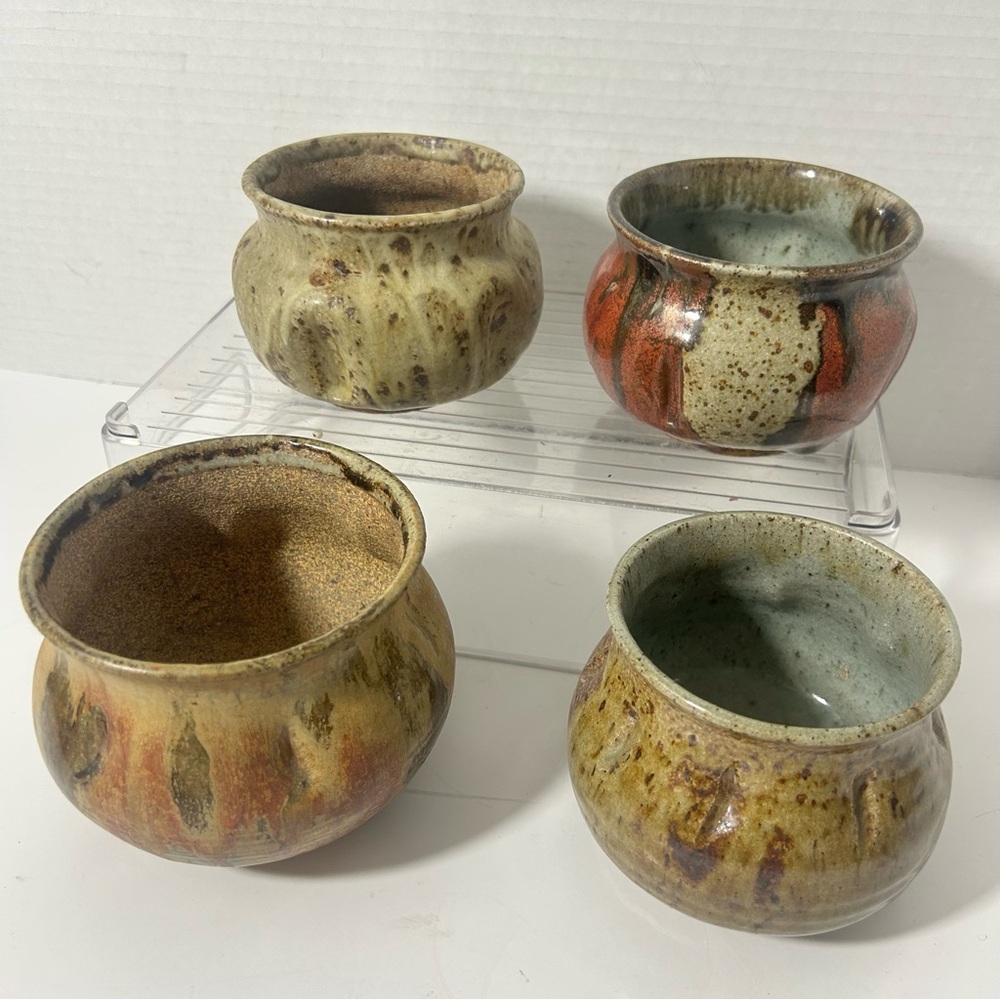Studio Art Pottery Handcrafted Ceramic Rustic Pottery Set of 4 - Multicolor - Picture 4 of 7